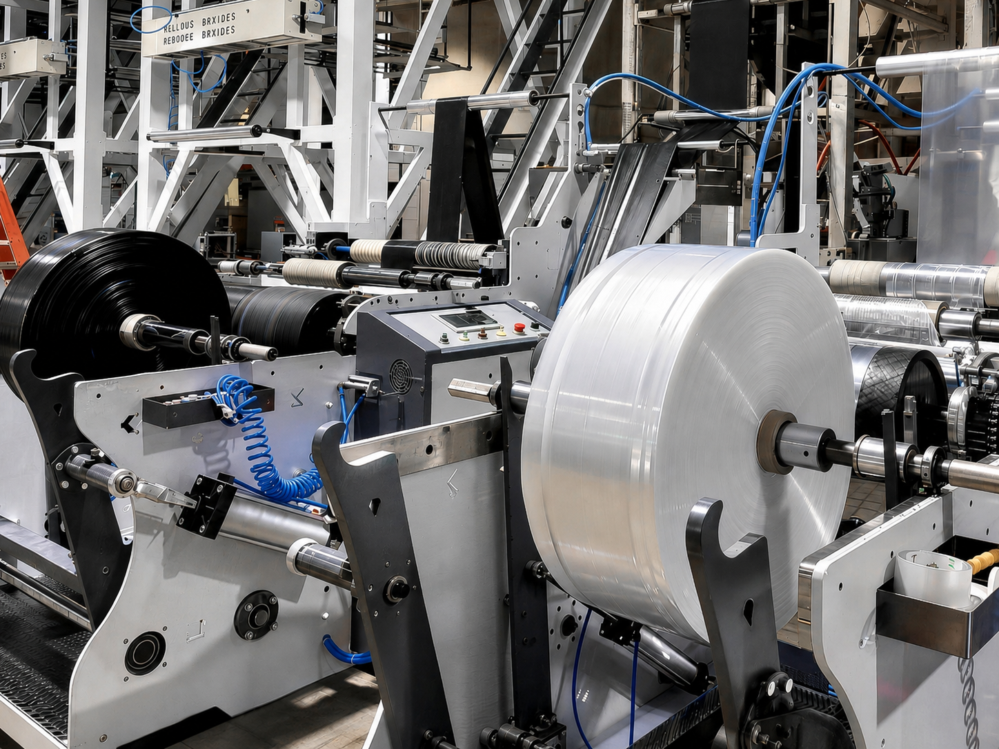 PE film production equipment and film rolls